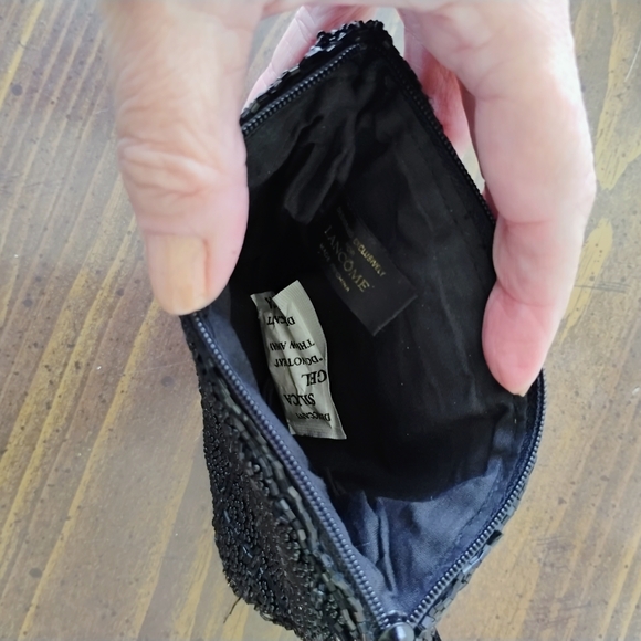 Lancome Black Beaded Coin/Card Pouch 6" X 4" - Picture 3 of 3